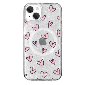 Scattered Hearts Glitter MagSafe Case