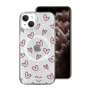 Scattered Hearts Glitter MagSafe Case