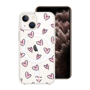 Scattered Hearts Clear MagSafe Case