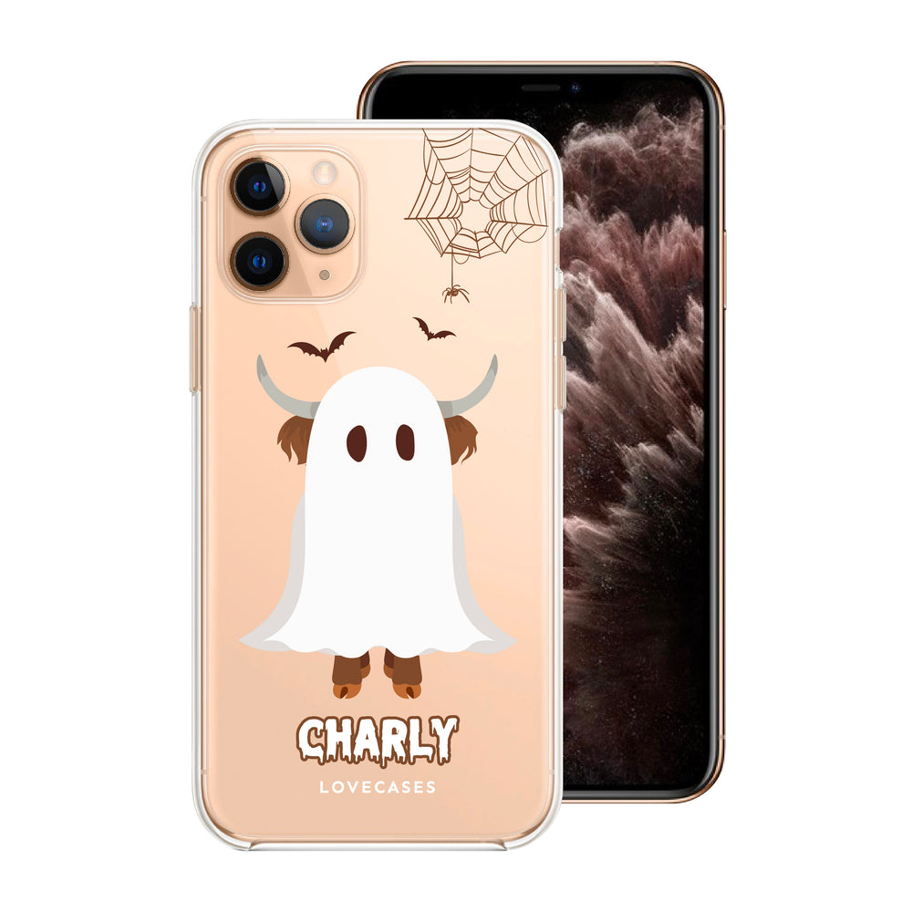 Personalised Ghost Highland Cow Phone Case