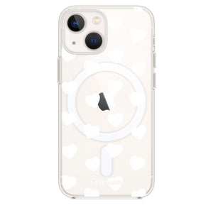 White Hearts Clear MagSafe Case