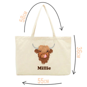 Personalised Highland Cow Tote