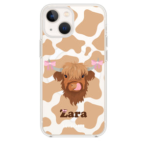 Personalised Coquette Highland Cow Clear Tough Case