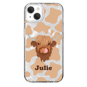 Personalised Highland Cow Glitter MagSafe Case