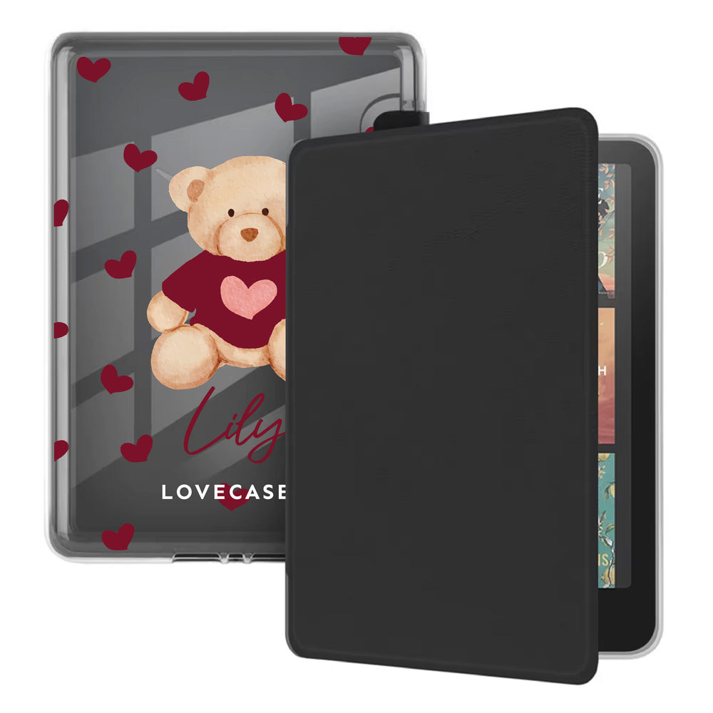 Black Personalised Teddy Bear Foldable Kindle Cover