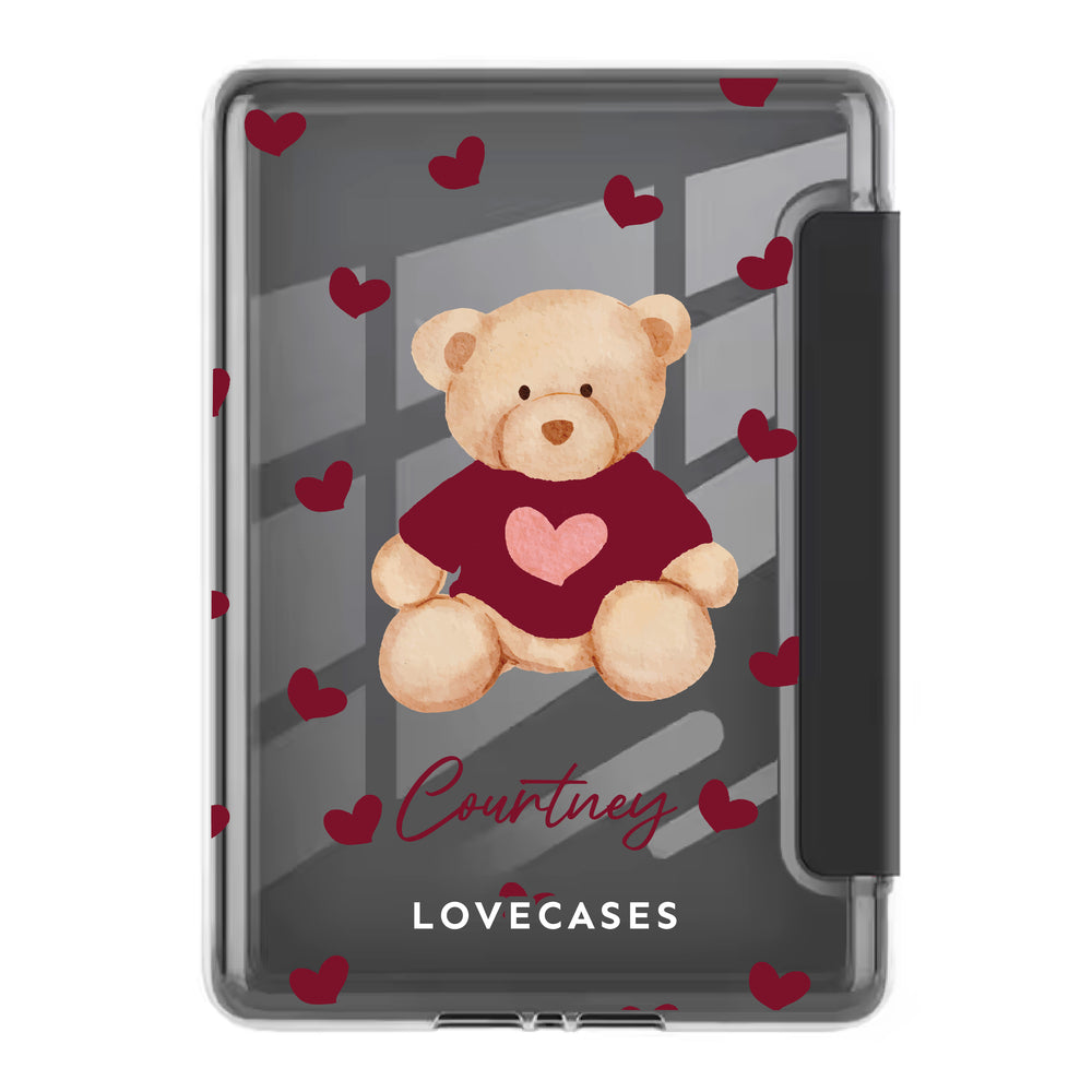 Black Personalised Teddy Bear Foldable Kindle Cover