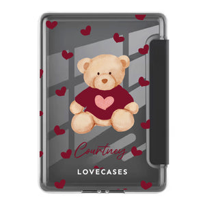 Black Personalised Teddy Bear Foldable Kindle Cover