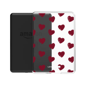 Burgundy Hearts Kindle Case