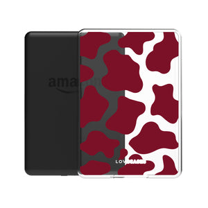 Burgundy Cow Print Kindle Case