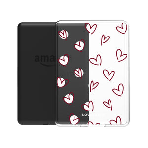 Burgundy Scattered Hearts Kindle Case