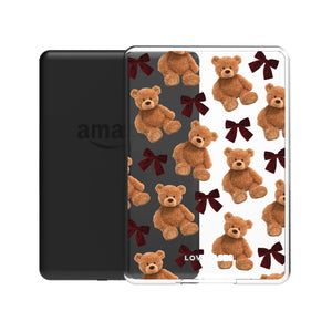 Burgundy Teddy Bears & Bows Kindle Case