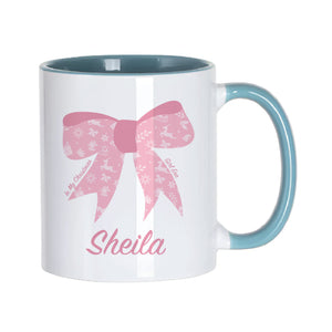 Personalised Pink Christmas Bow Mug