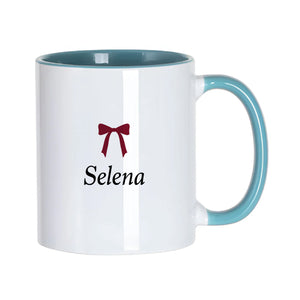 Personalised Burgundy Bow Name Mug