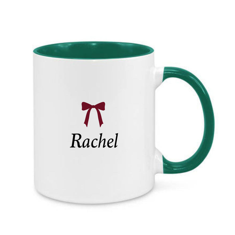 Personalised Burgundy Bow Name Mug