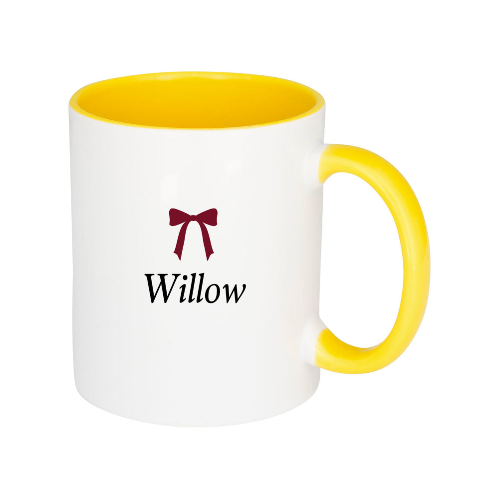 Personalised Burgundy Bow Name Mug