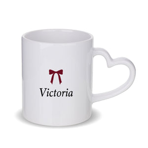 Personalised Burgundy Bow Name Mug