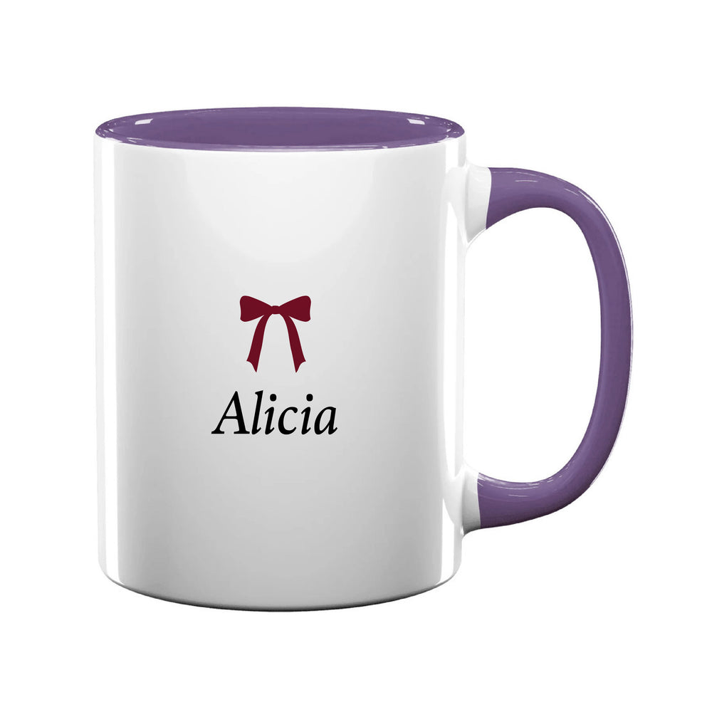 Personalised Burgundy Bow Name Mug