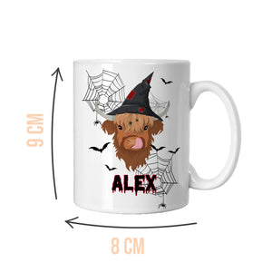 Personalised Halloween Highland Cow Mug