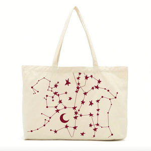 Burgundy Stars & Moons Tote