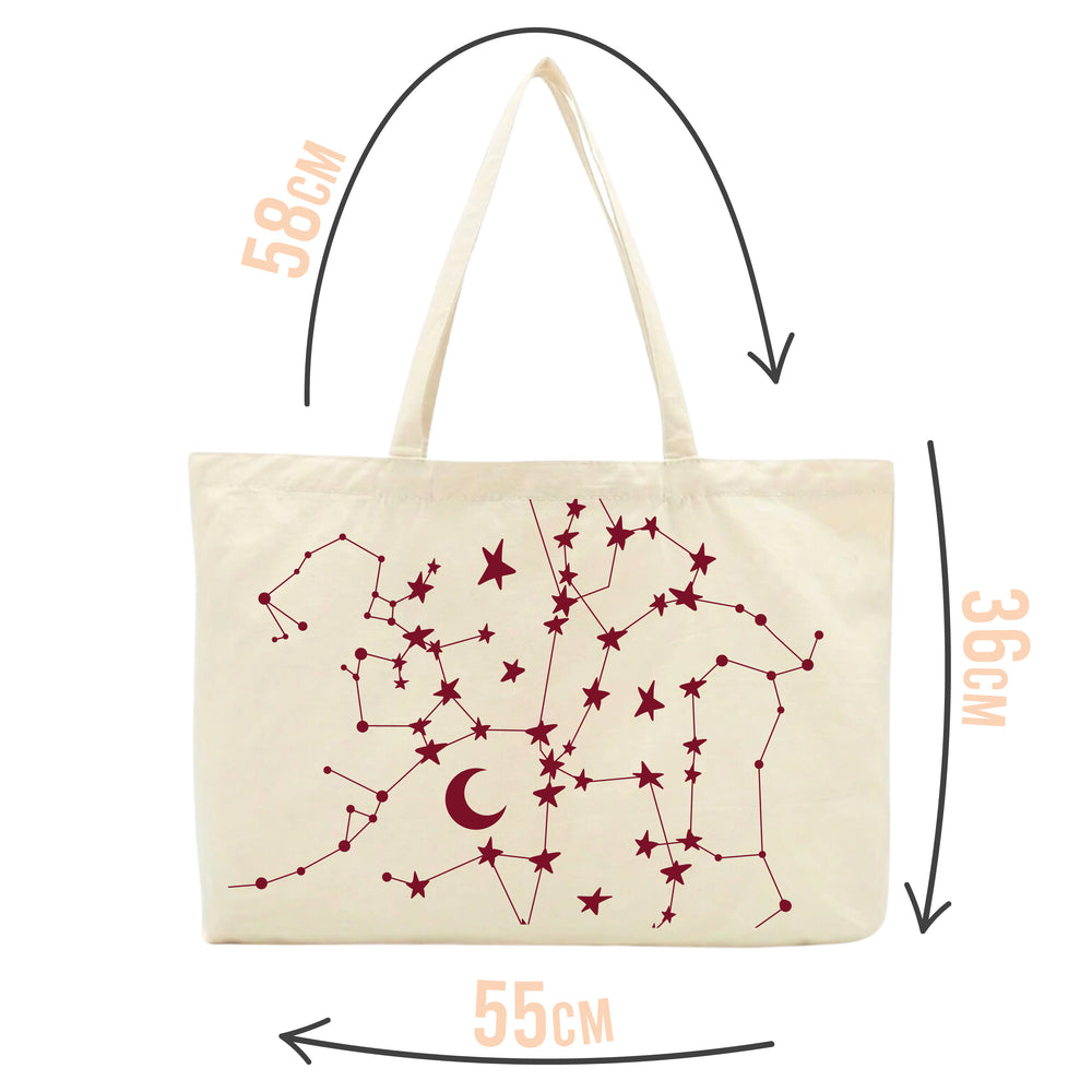 Burgundy Stars & Moons Tote