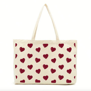 Burgundy Hearts Tote