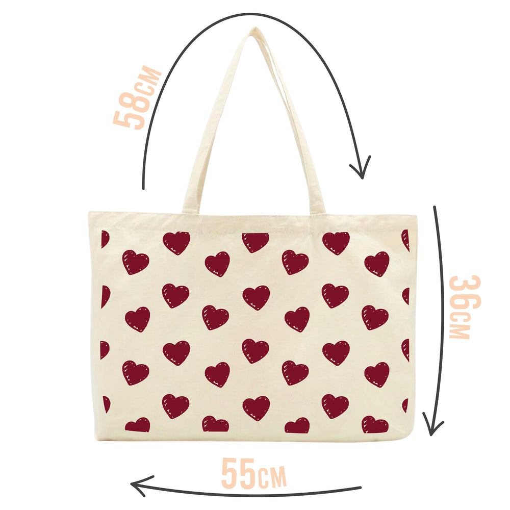 Burgundy Hearts Tote