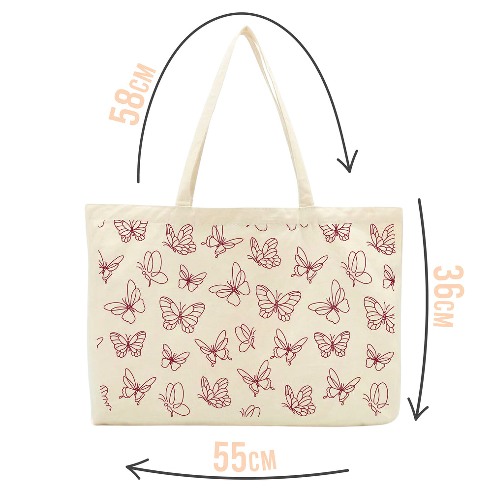 Burgundy Butterflies Tote