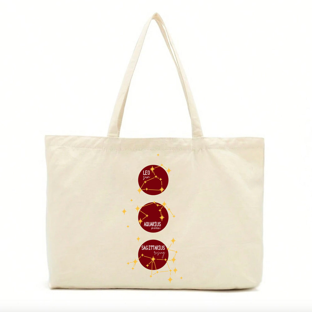 Personalised Burgundy Sun, Moon & Rising Tote