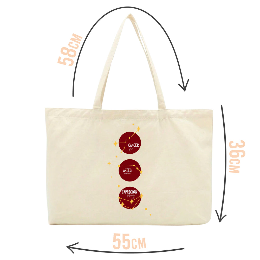 Personalised Burgundy Sun, Moon & Rising Tote