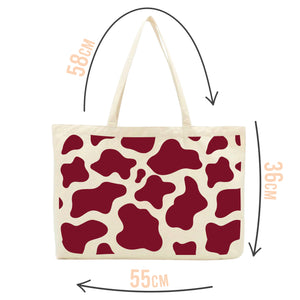 Burgundy Cow Print Tote