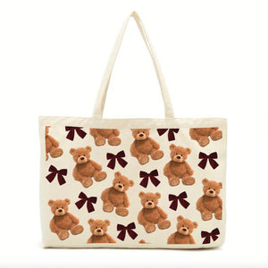 Burgundy Teddy Bears & Bows Tote