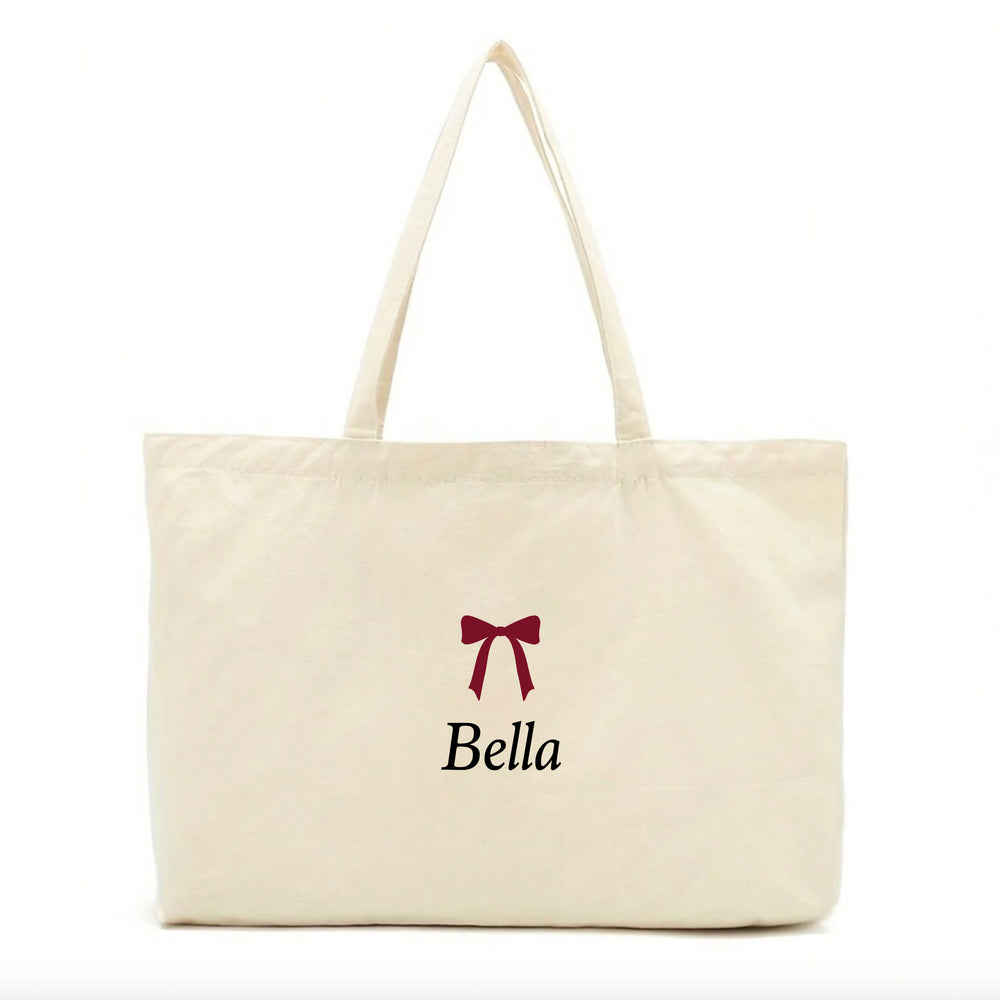 Personalised Burgundy Bow Name Tote