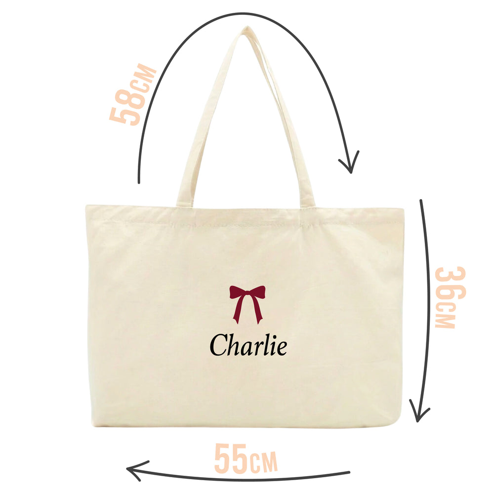 Personalised Burgundy Bow Name Tote