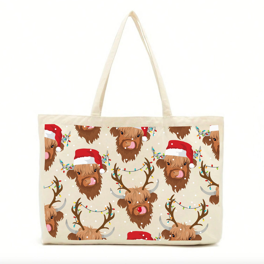 Shelby & Rudy the Christmas Highland Cows Tote