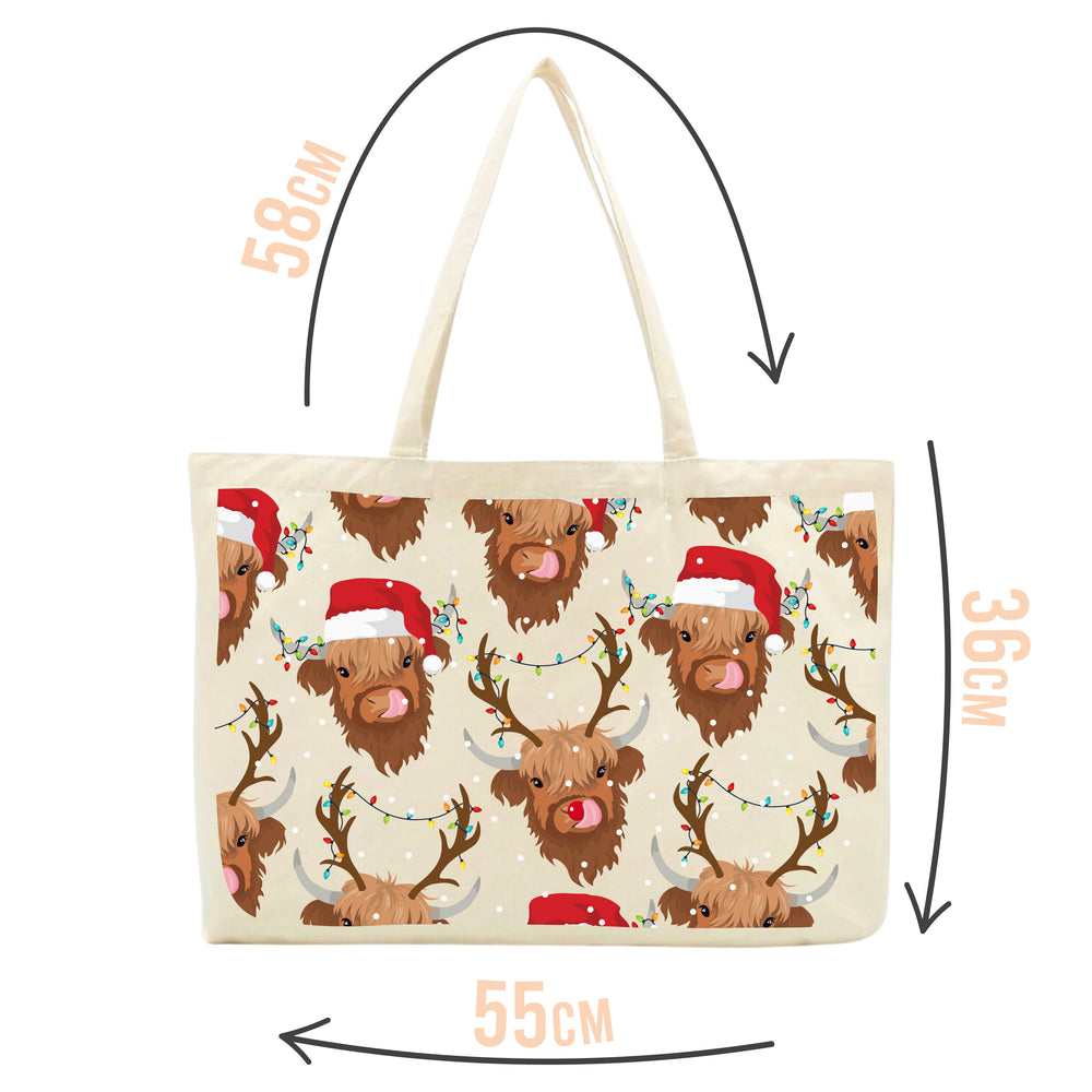 Shelby & Rudy the Christmas Highland Cows Tote