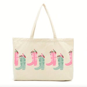 Festive Cowboy Boots Tote