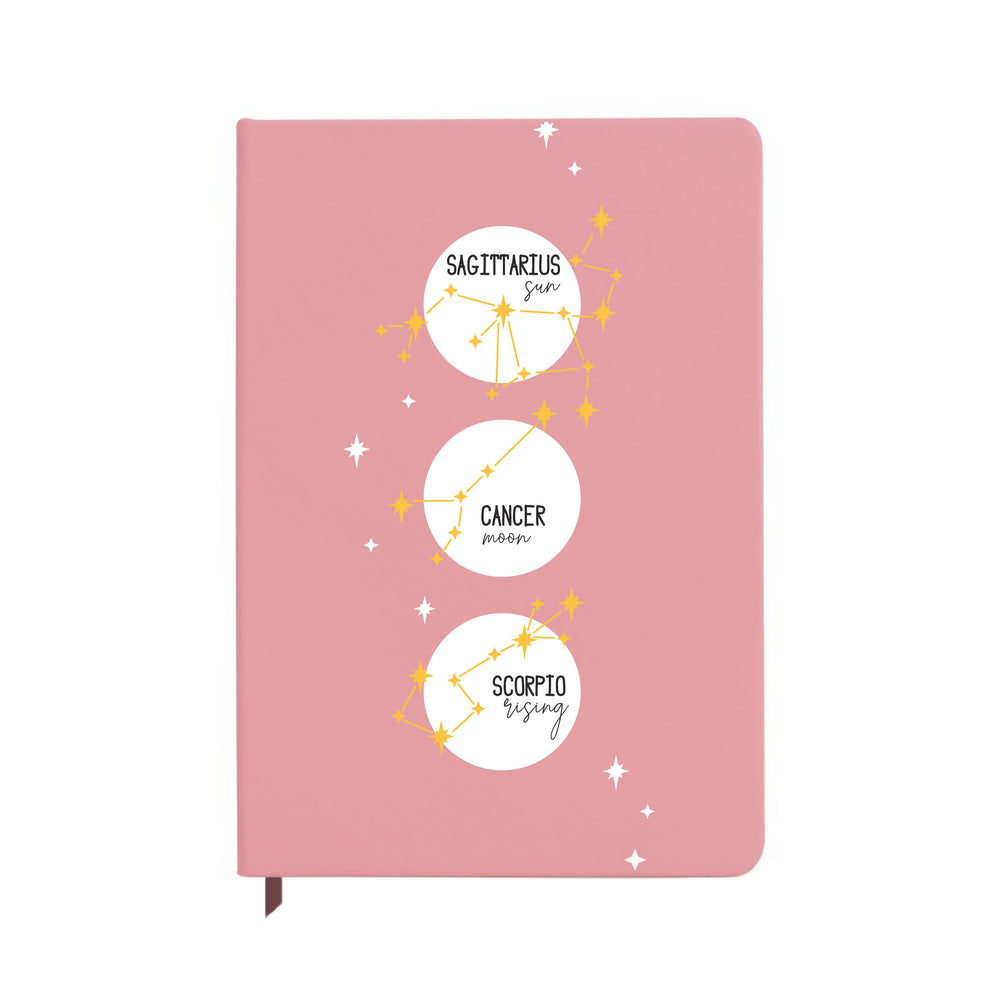 Personalised Sun, Moon & Rising Notebook