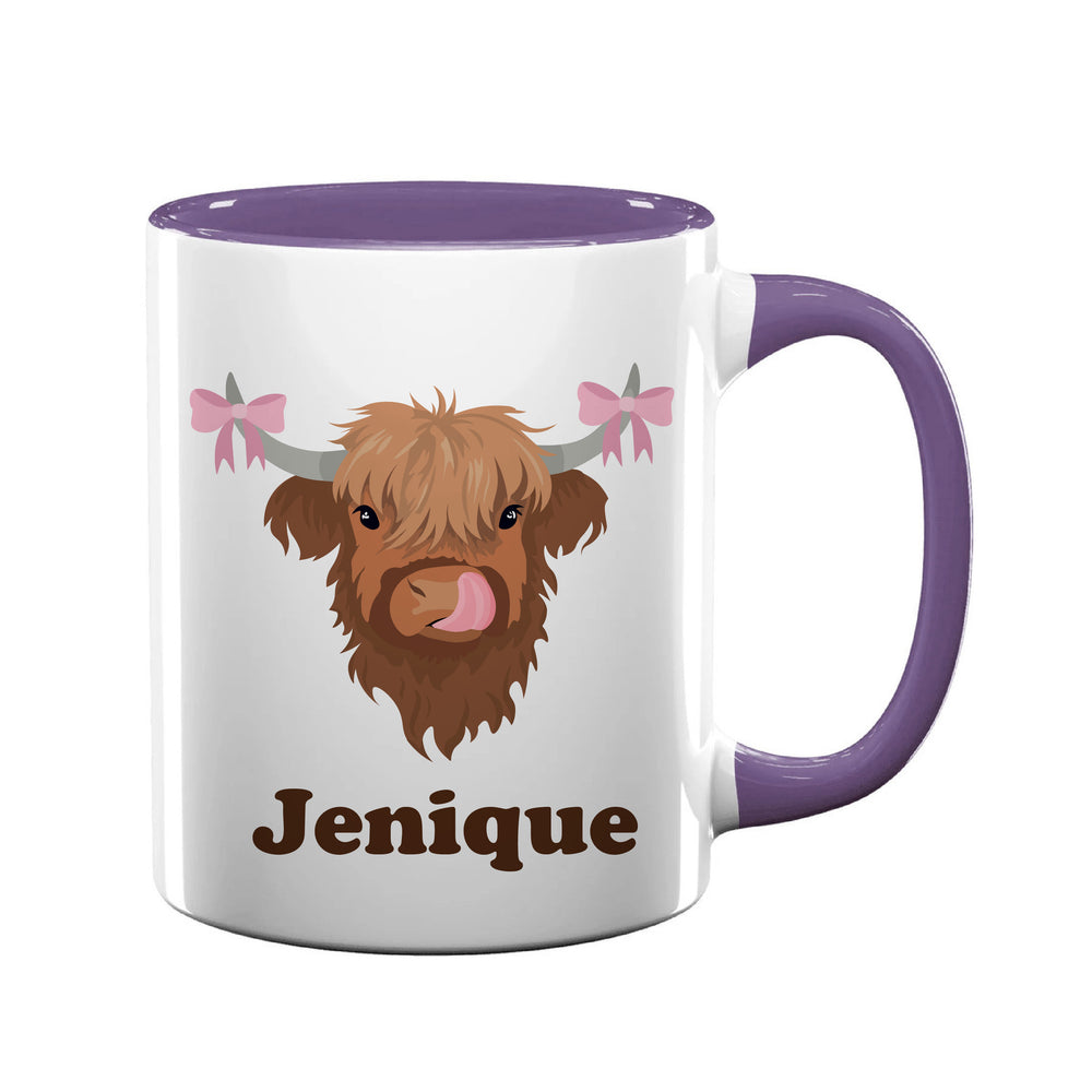 Personalised Coquette Highland Cow Mug