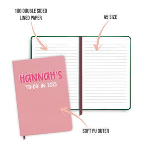 Personalised To-Do 2025 Pink Notebook