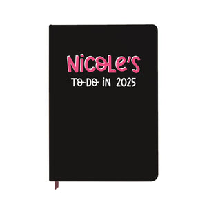 Personalised To-Do 2025 Black Notebook