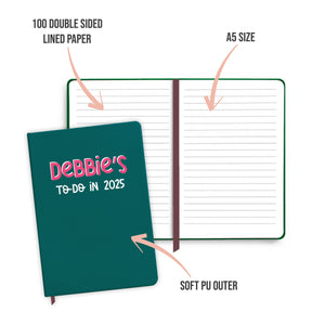 Personalised To-Do 2025 Teal Notebook