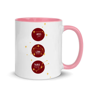 Personalised Burgundy Sun, Moon & Rising Mug