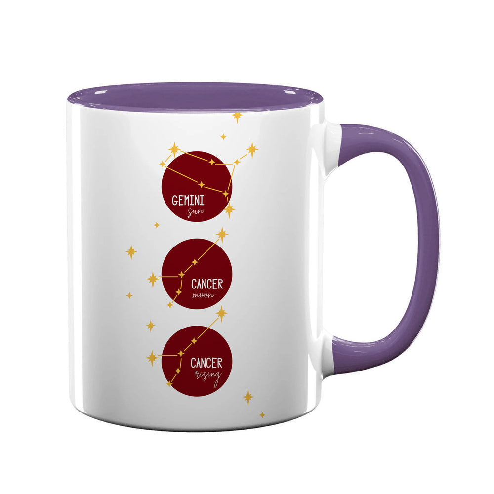 Personalised Burgundy Sun, Moon & Rising Mug