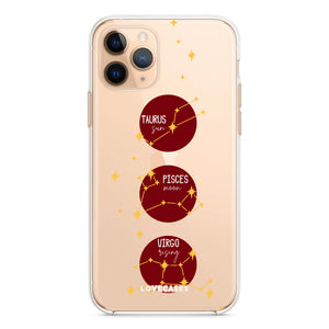 Personalised Burgundy Sun, Moon & Rising Phone Case