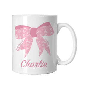 Personalised Pink Christmas Bow Mug