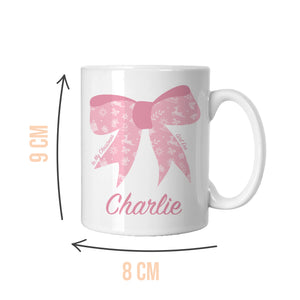 Personalised Pink Christmas Bow Mug