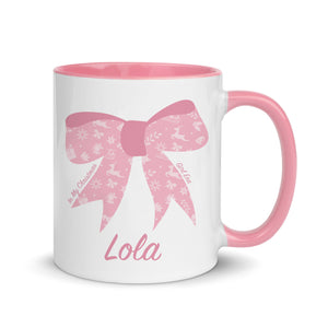 Personalised Pink Christmas Bow Mug