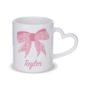 Personalised Pink Christmas Bow Mug