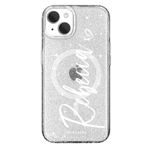 Personalised White Script Glitter MagSafe Case