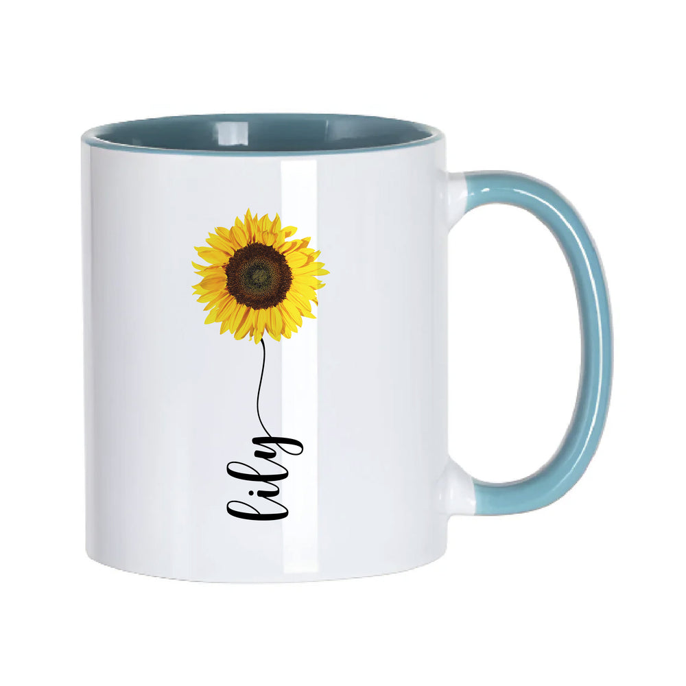 Personalised Sunflower Name Mug